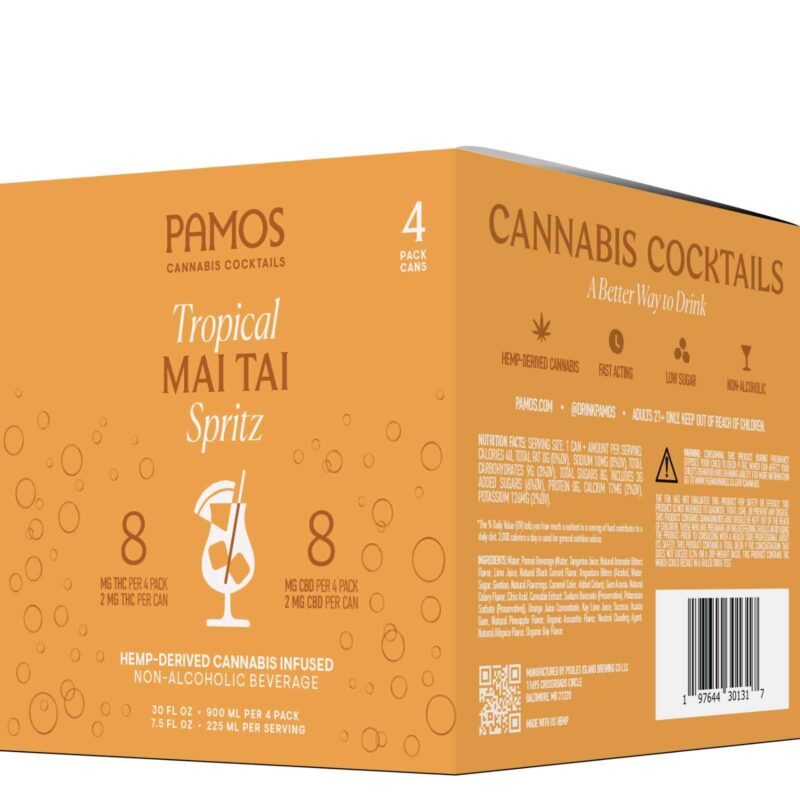 Pamos Mai Tai Spritz 2mg (4-Pack) - Tropical Citrus Blend with 2mg THC - Relax and Unwind Alcohol-Free - Image 2