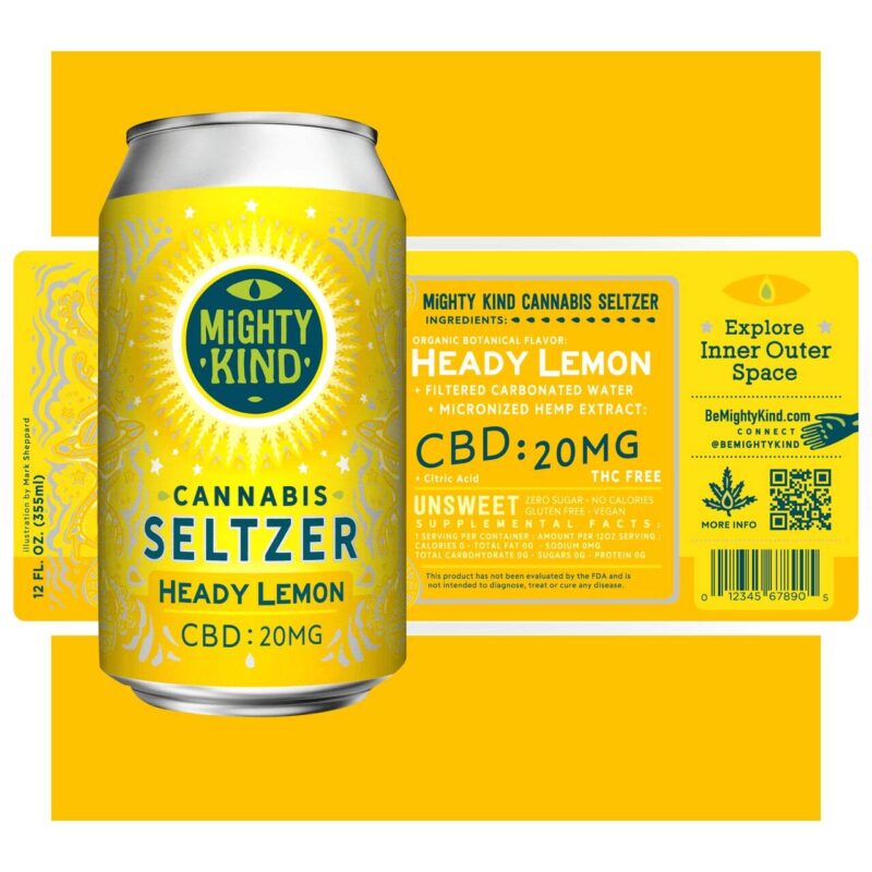 Mighty Kind Heady Lemon CBD Seltzer + 20mg CBD Infusion + Sugar-Free Refreshment + Zero-Calorie Citrus Bliss - Image 2