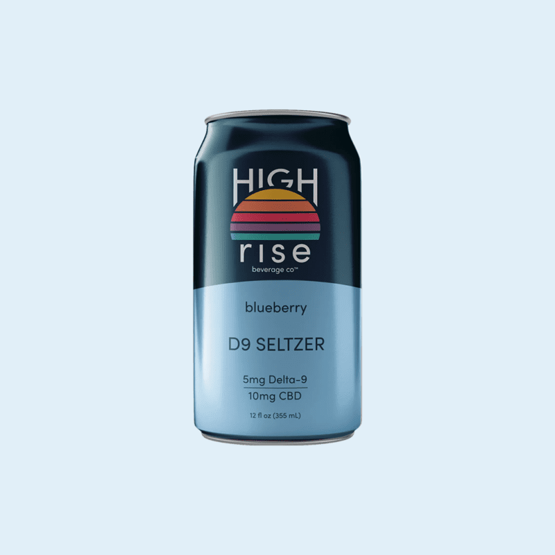 HighRise Bev Blueberry D9 THC Beverage + Delta 9 Infusion + Refreshing Blueberry Flavor + Relaxation and Calm