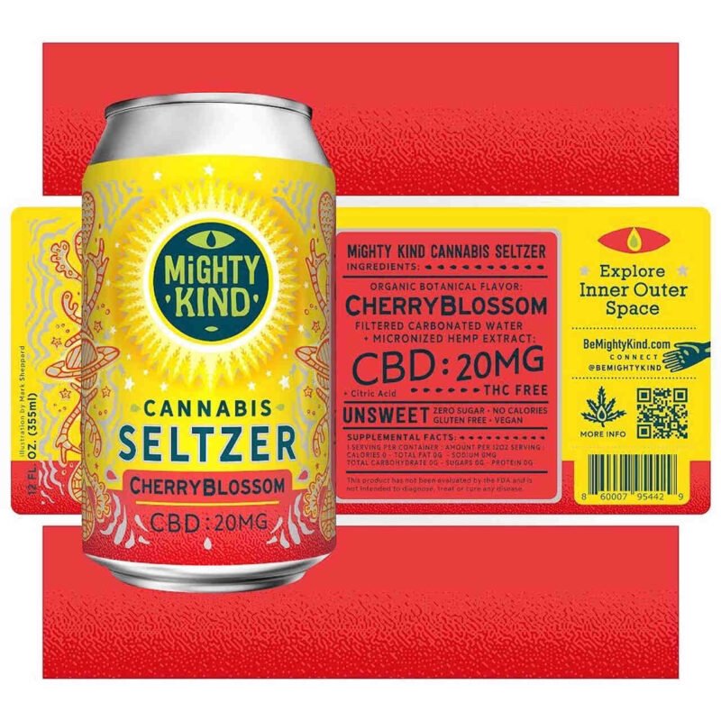 Mighty Kind Cherry Blossom CBD Seltzer + 20mg CBD Infusion + Sugar-Free Refreshment + Zero-Calorie Hydration - Image 2