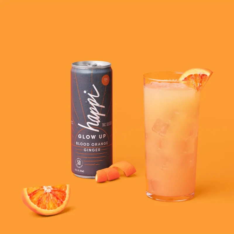Happi Glow Up Blood Orange Ginger THC Seltzer – 10mg THC & CBD – Refreshing & Uplifting Beverage - Image 3