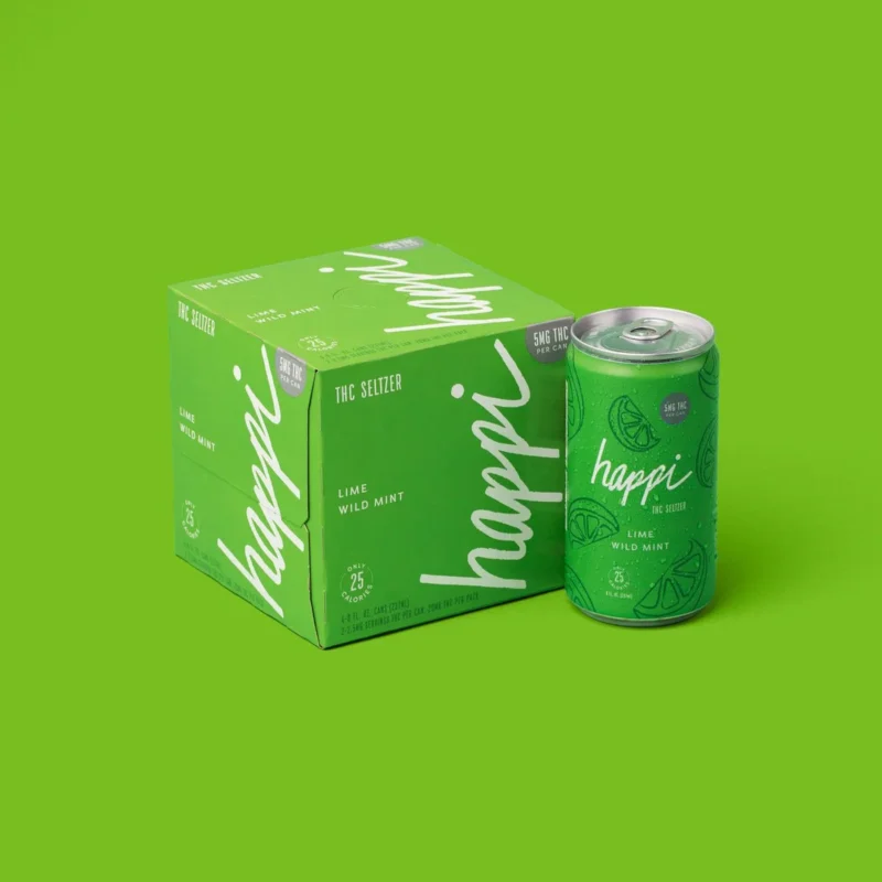 Happi Hour Lime Wild Mint THC Seltzer 5mg – Infused Sparkling Beverage for a Refreshing Experience - Image 2