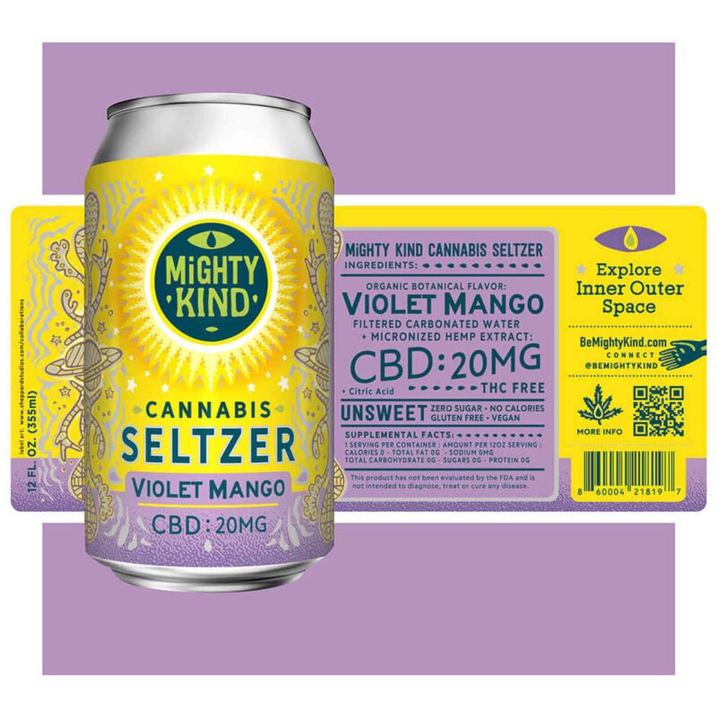Mighty Kind Violet Mango CBD Seltzer + Sugar-Free Infusion + 20mg CBD + Calorie-Free Refreshment - Image 2