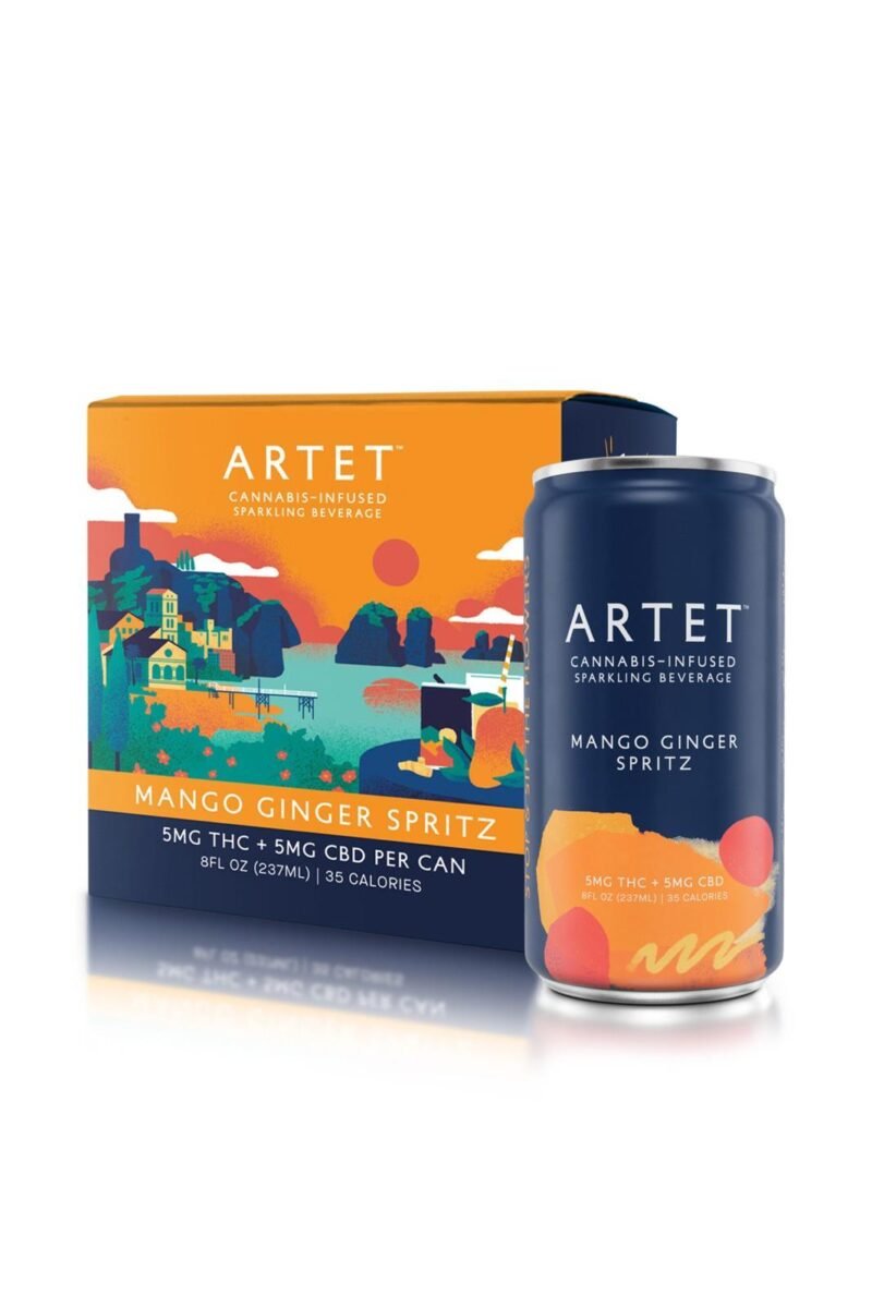Artet Mango Ginger Spritz 5mg THC– Cannabis-Infused Beverage, Refreshing & Zesty Flavor - Image 2