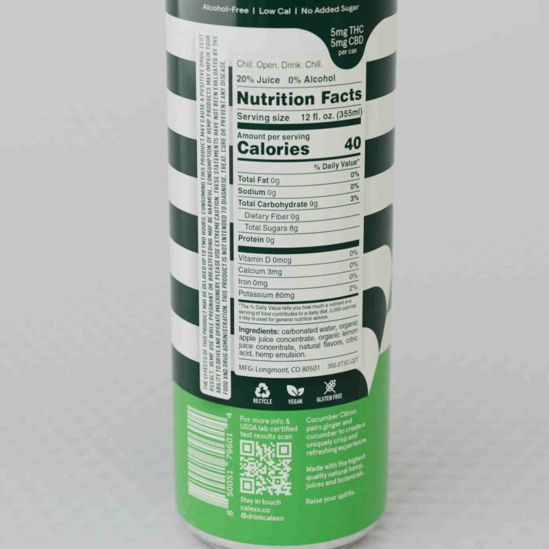 Cucumber Citron 12oz. Sparkling Hemp Beverage