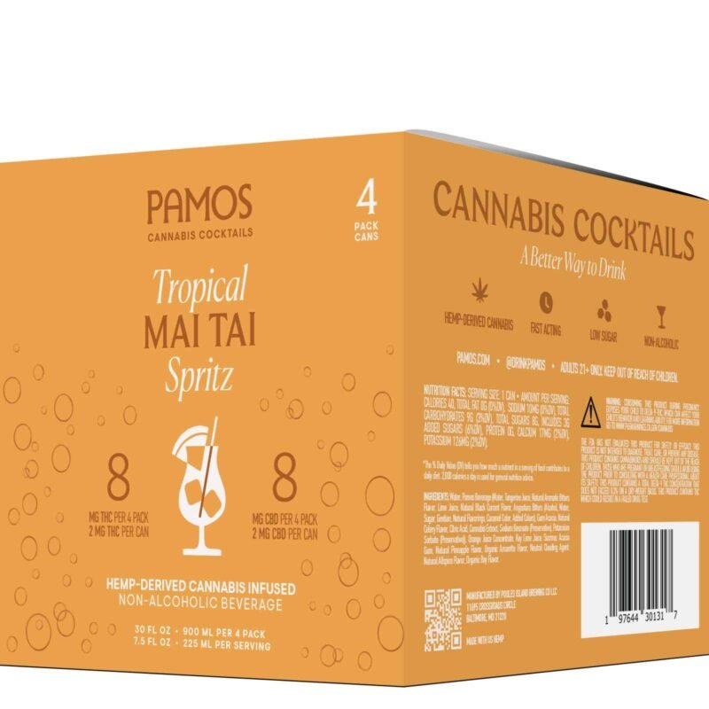 Pamos Mai Tai Spritz 2mg (4-Pack) - Tropical Citrus Blend with 2mg THC - Relax and Unwind Alcohol-Free - Image 2